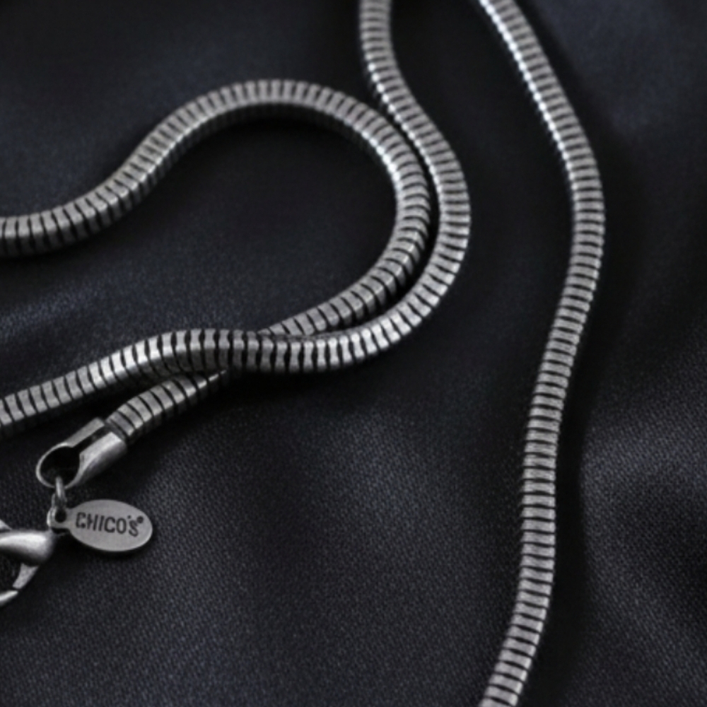 Chico’s Silver-Tone Rhinestone Rectangular Pendan… - image 3